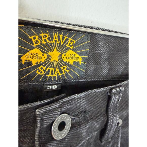 Brave Star Jeans Selvage Black Mens 28x35 The Slim Straight Button Fly Made USA - Picture 5 of 13